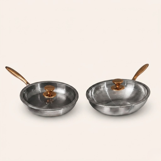 Sartén Clásica y Wok de Titanio Puro (4 Piezas)