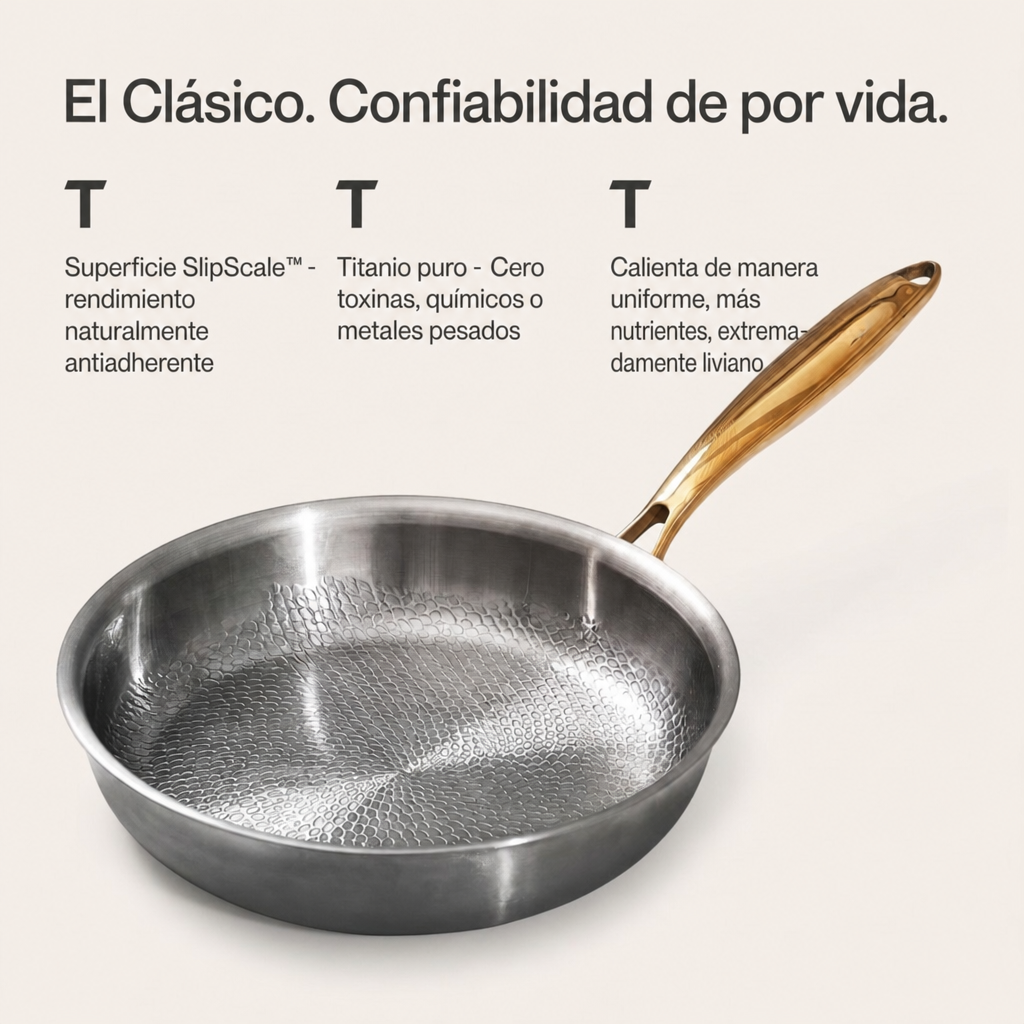 Dúo de Sartenes de Titanio Puro para el Día a Día (4 Piezas)