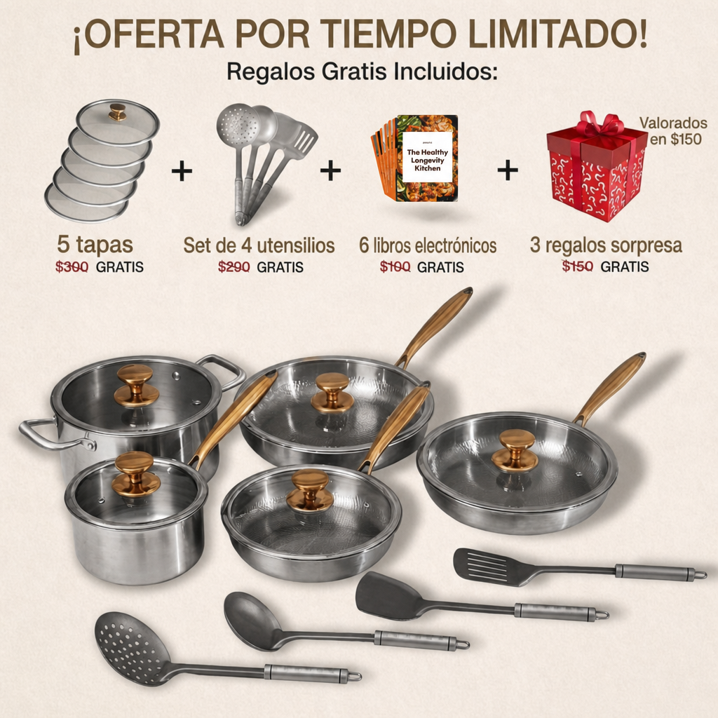 EXCLUSIVO REBAJAS DE VERANO | TitanioHome® Batería de Cocina Clásica de Titanio Completa (20 Piezas)