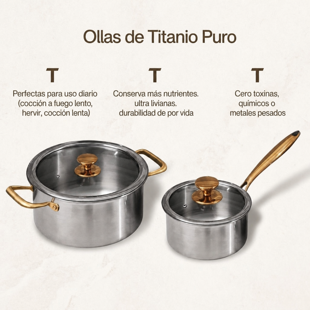 EXCLUSIVO REBAJAS DE VERANO | TitanioHome® Batería de Cocina Clásica de Titanio Completa (20 Piezas)