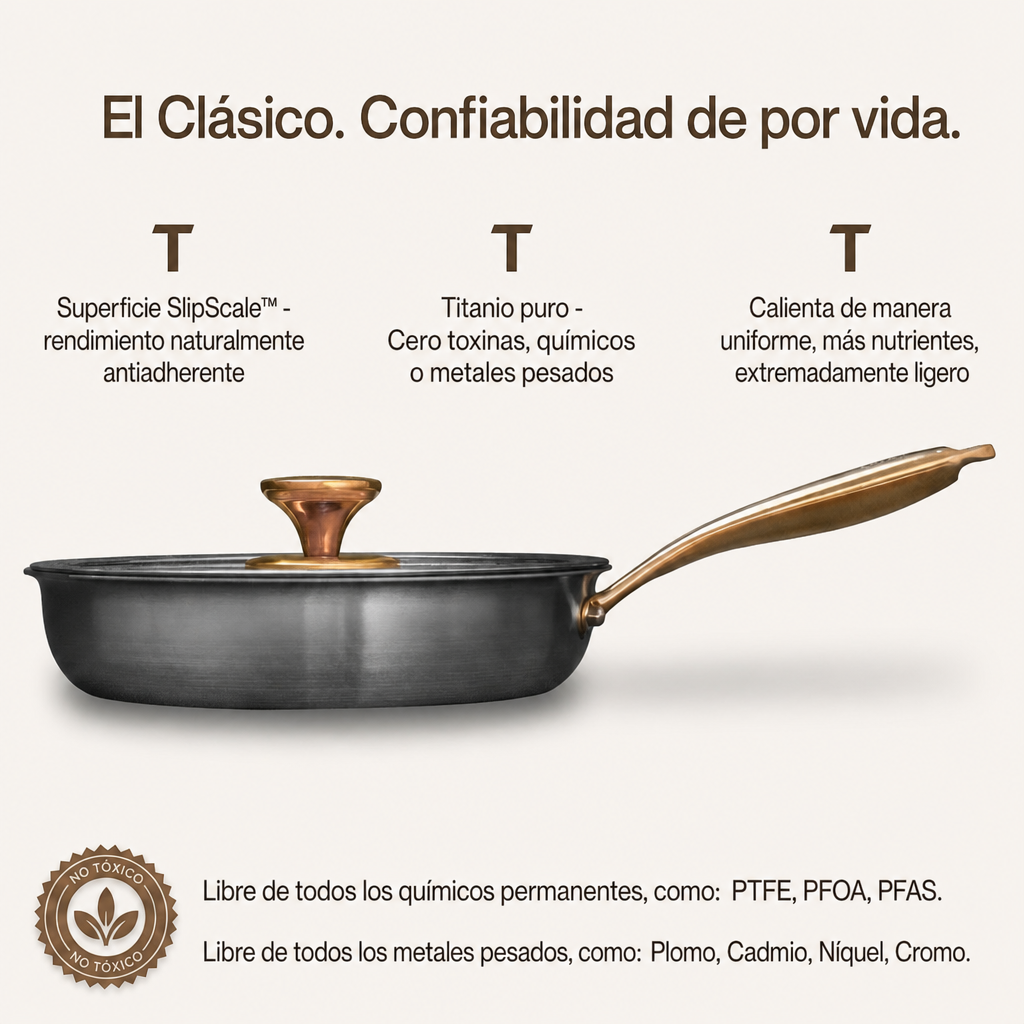 EXCLUSIVO REBAJAS DE VERANO | TitanioHome® Sartén Clásica Pro de Titanio Puro