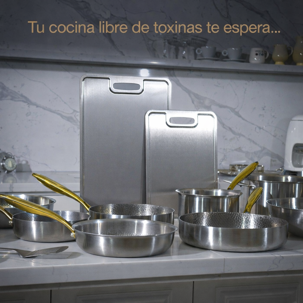 EXCLUSIVO REBAJAS DE VERANO | TitanioHome® Set Dúo de Sartenes de Titanio Puro para el Día a Día (10 Piezas)