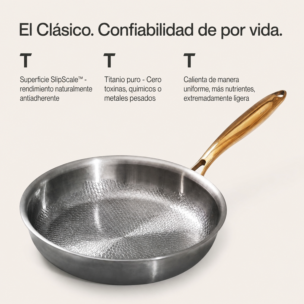 EXCLUSIVO REBAJAS DE VERANO | TitanioHome® Set Dúo de Sartenes de Titanio Puro para el Día a Día (10 Piezas)