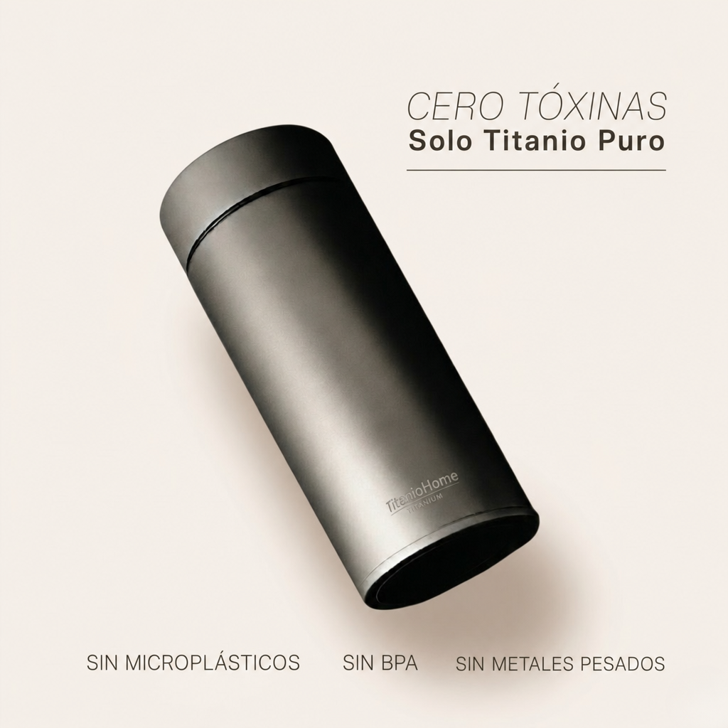 TitanioHome Botella de Agua 100% Titanio Puro - Bebe Limpio, Vive Mejor.