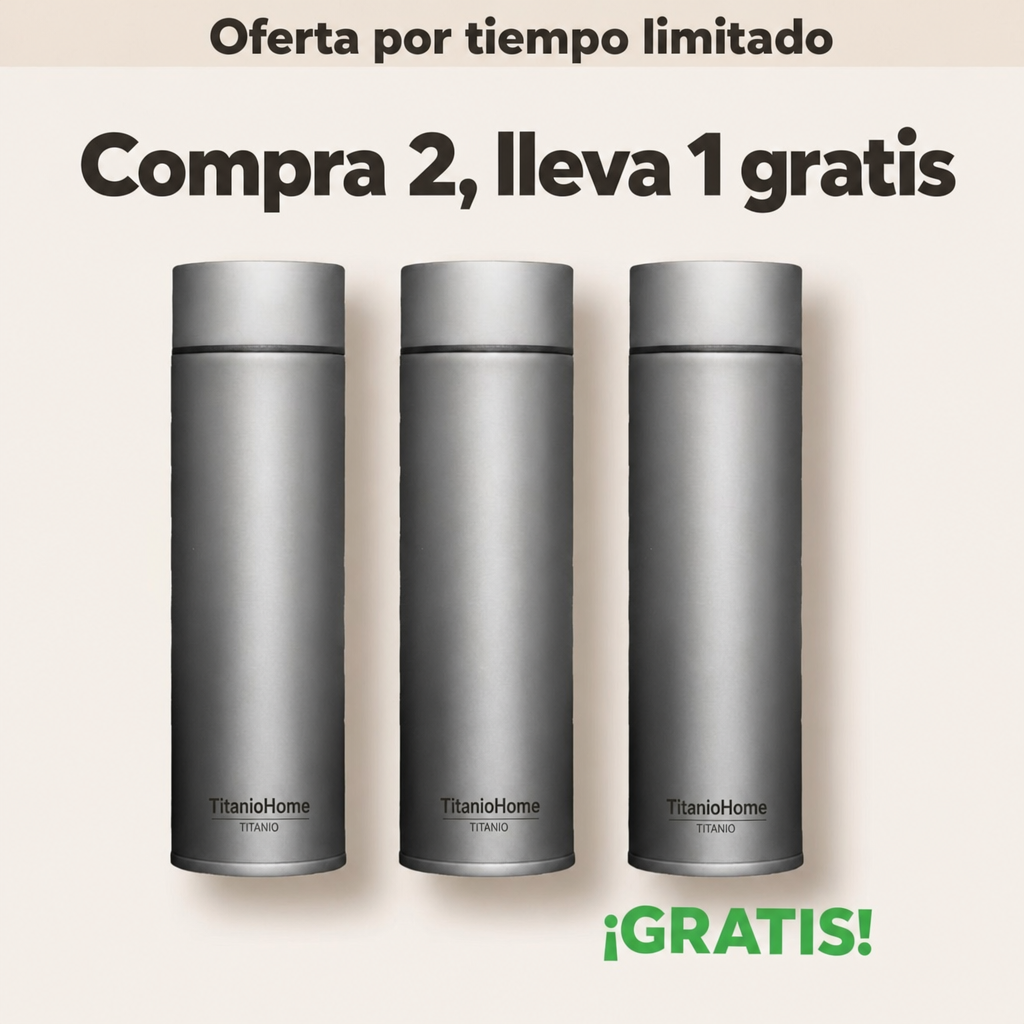 TitanioHome Botella de Agua 100% Titanio Puro - Bebe Limpio, Vive Mejor.