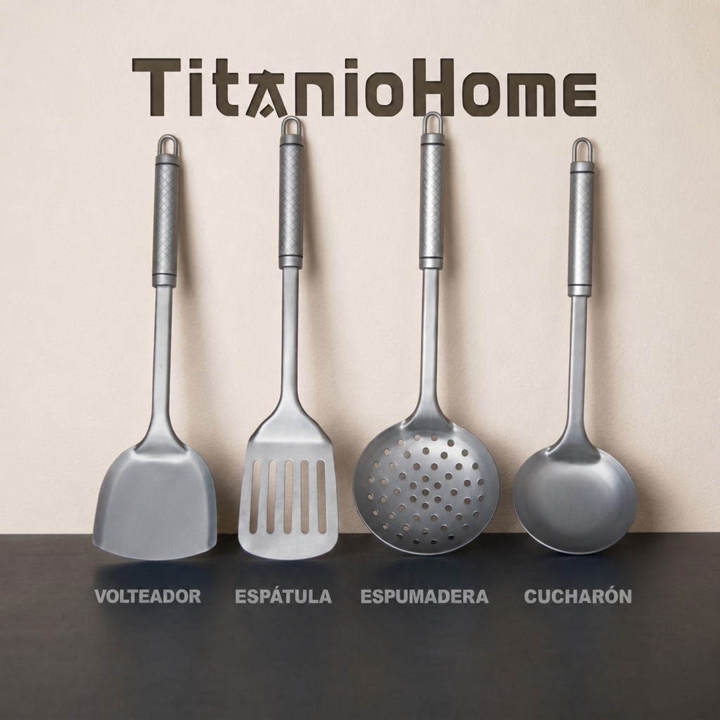 TitanioHome Espátula / Utensilios 100% Titanio Puro.