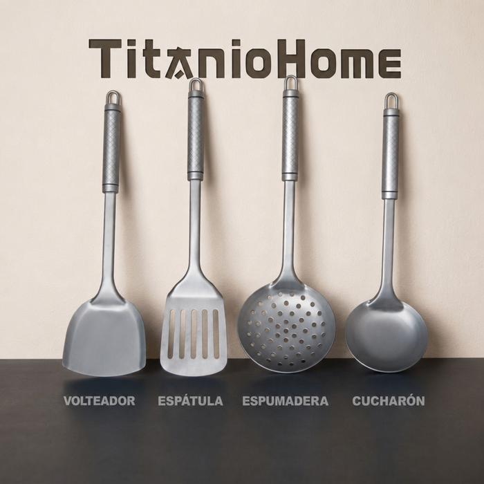 TitanioHome Espátula / Utensilios 100% Titanio Puro.