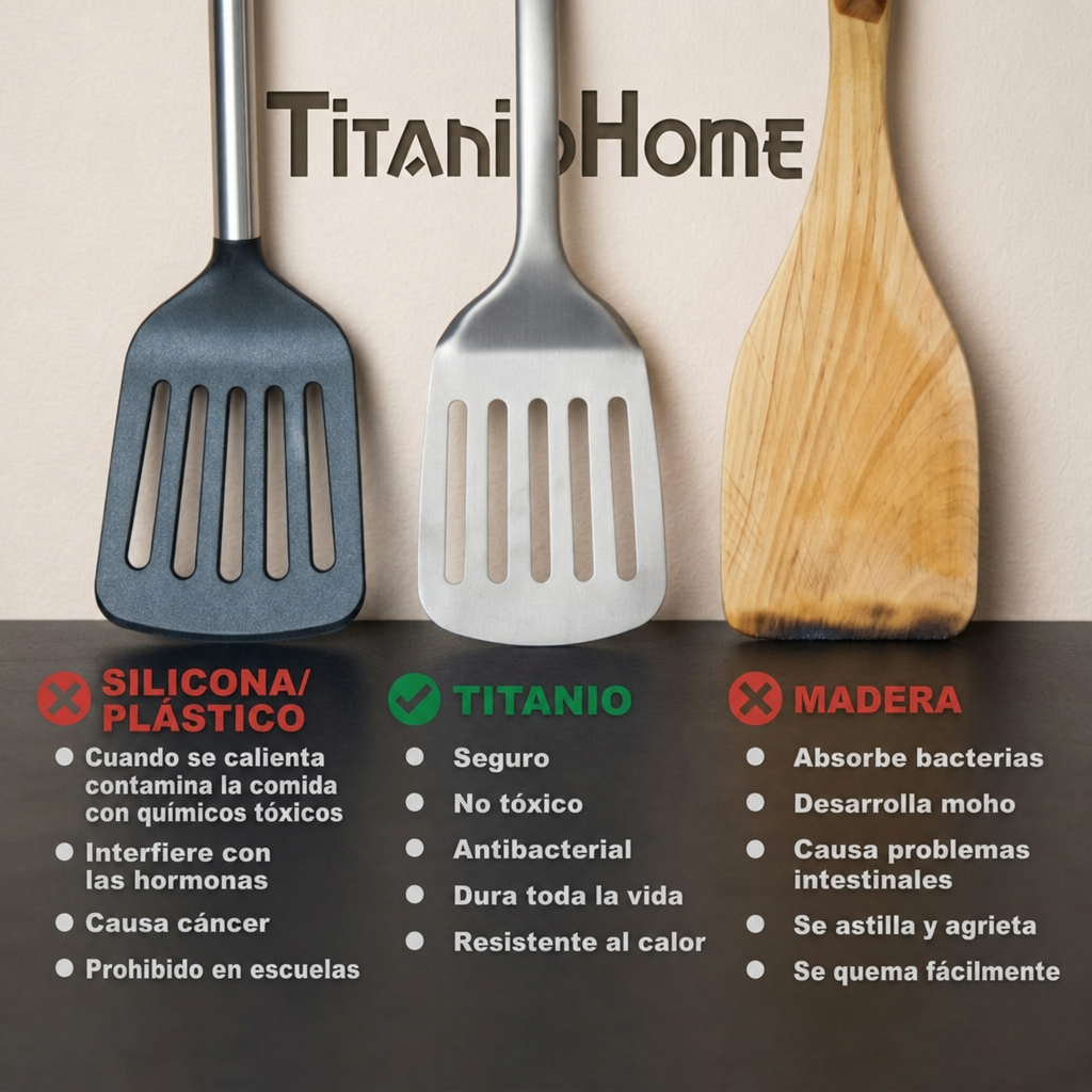 TitanioHome Espátula / Utensilios 100% Titanio Puro.