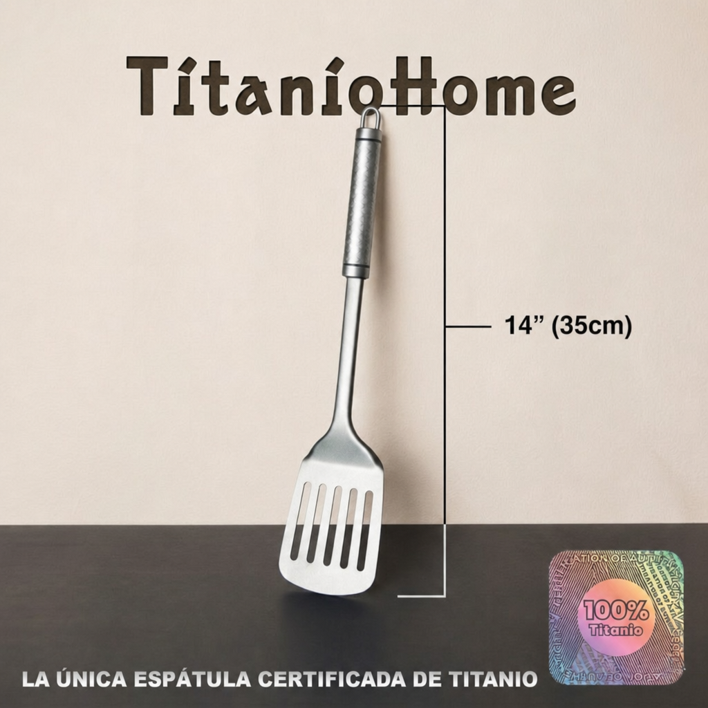 TitanioHome Espátula / Utensilios 100% Titanio Puro.