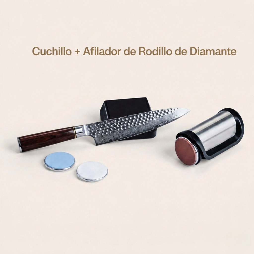 TitanioHome Raijin Cuchillo de Chef Damasco 8.5″