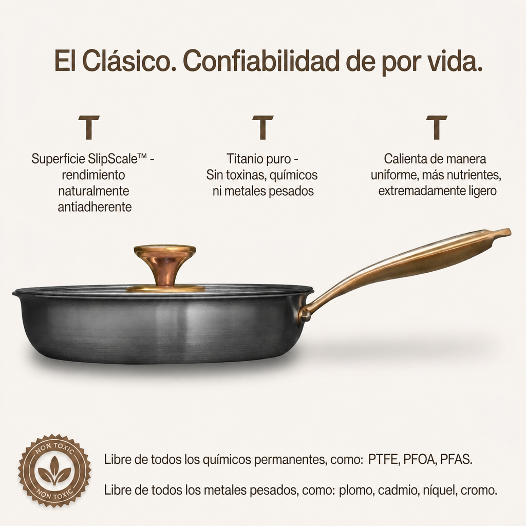 TitanioHome® Sartén Nutri Pro 2.0 de Titanio Martillado