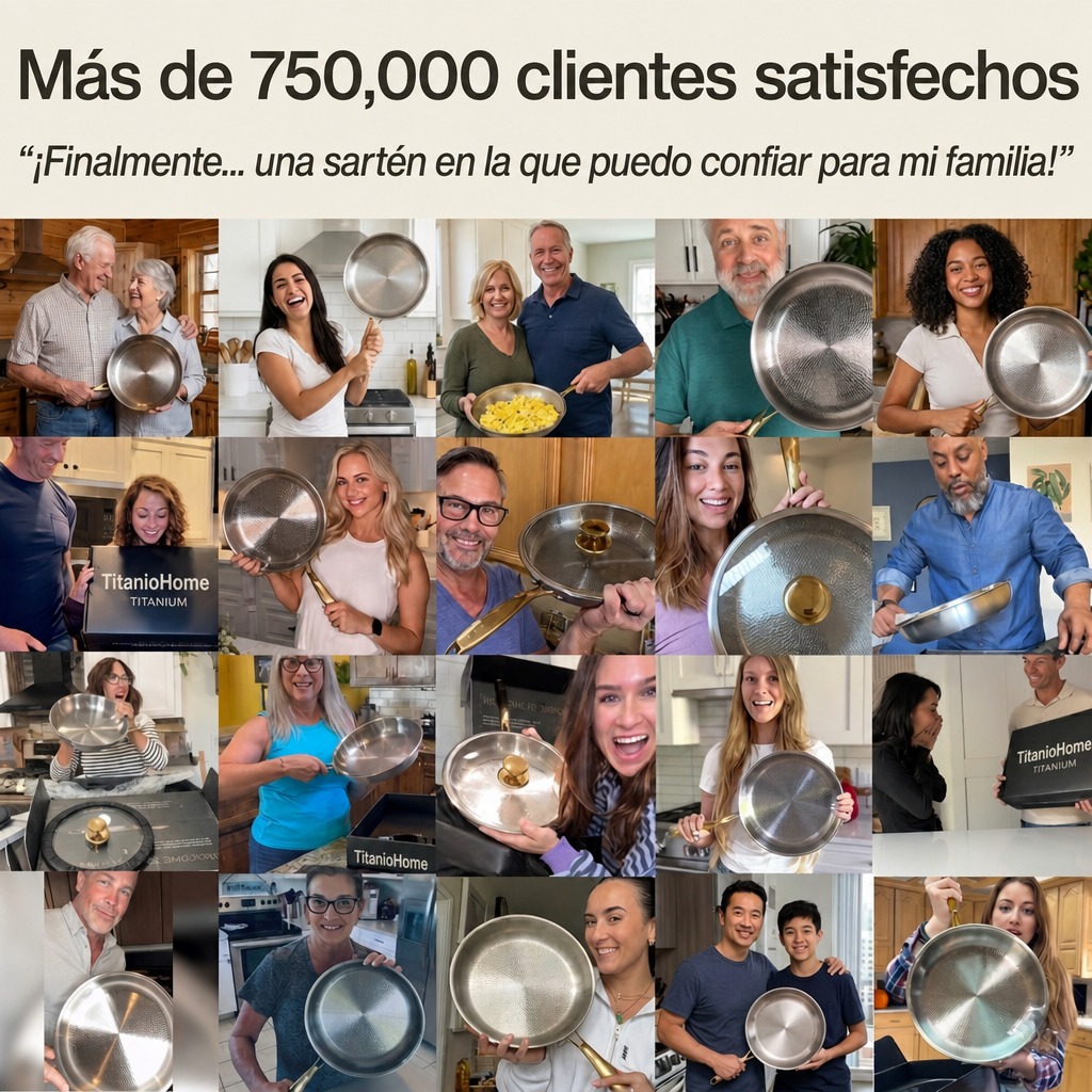 TitanioHome® Sartén Nutri Pro 2.0 de Titanio Martillado
