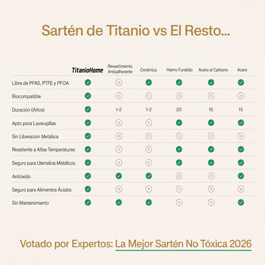 TitanioHome® Sartén Nutri Pro 2.0 de Titanio Martillado