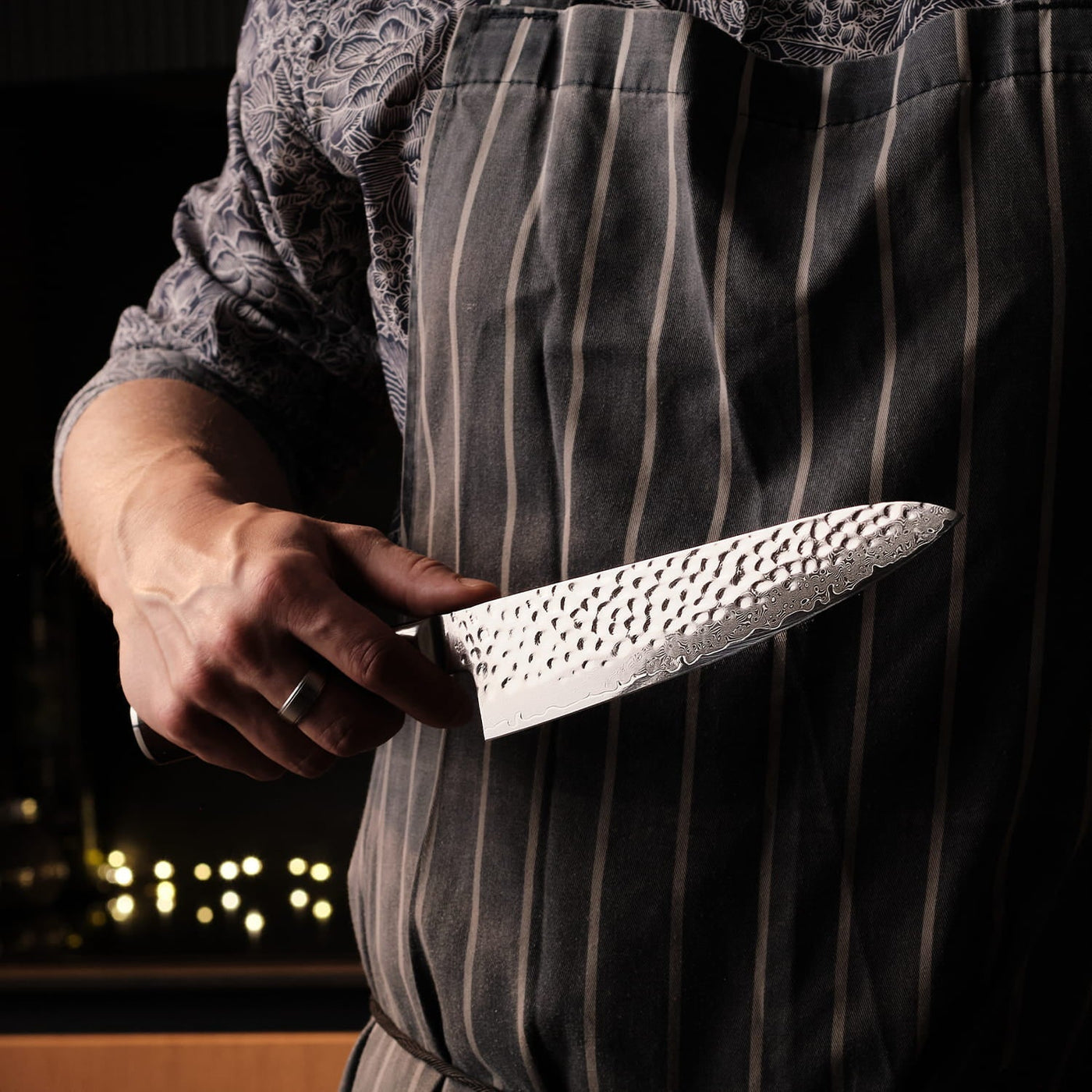 TitanioHome Raijin Cuchillo de Chef Damasco 8.5″