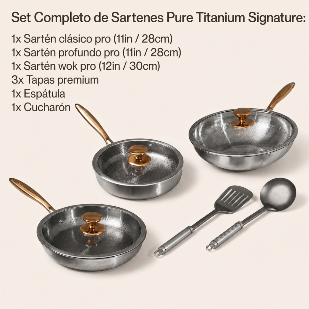 Set Completo de Sartenes Signature de Titanio Puro (8 Piezas)