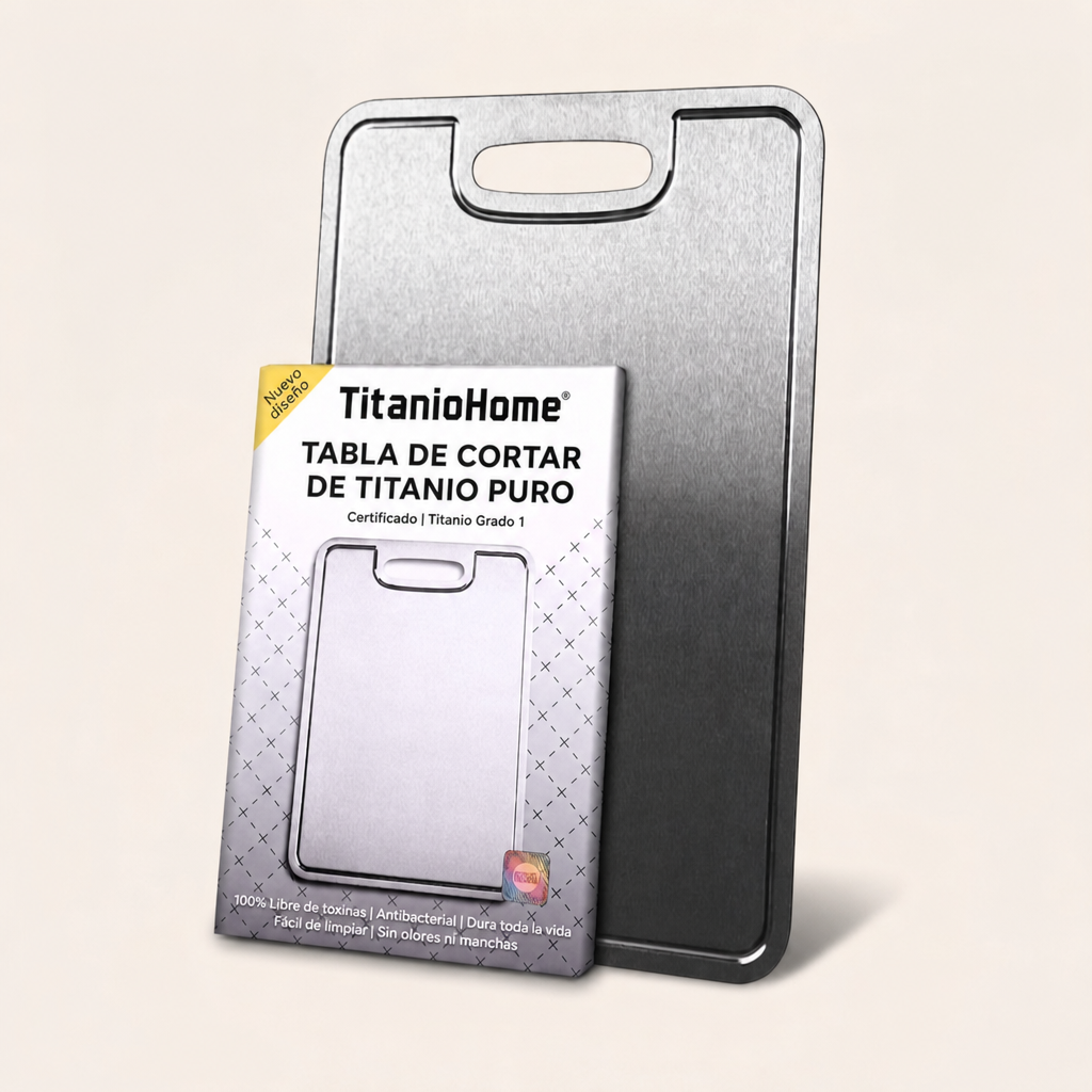 Tabla de Cortar de Titanio Puro TitanioHome® Certificada - V2 Diseño Actualizado