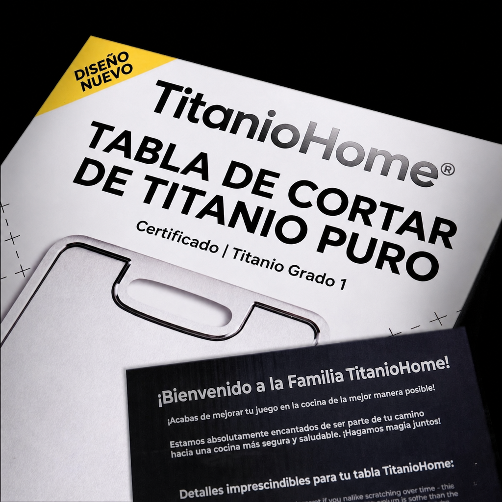 Tabla de Cortar de Titanio Puro TitanioHome® Certificada - V2 Diseño Actualizado