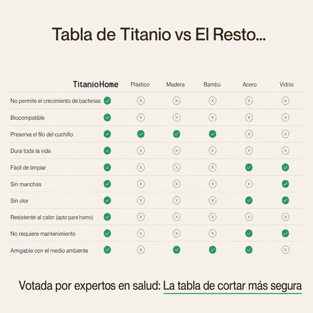 Tabla de Cortar de Titanio Puro TitanioHome® Certificada - V2 Diseño Actualizado