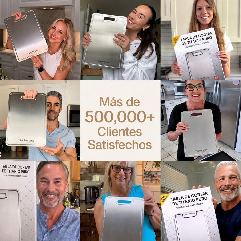Tabla de Cortar de Titanio Puro TitanioHome® Certificada - V2 Diseño Actualizado