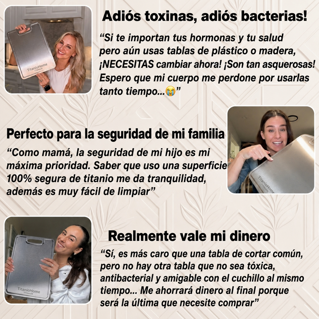 Tabla de Cortar de Titanio Puro TitanioHome® Certificada - V2 Diseño Actualizado